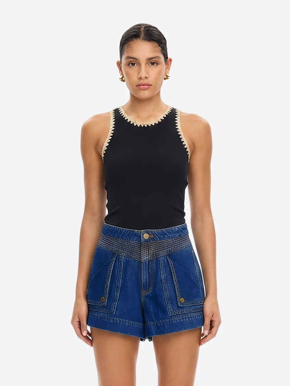 Tallulah Spliced Tank Black Cream