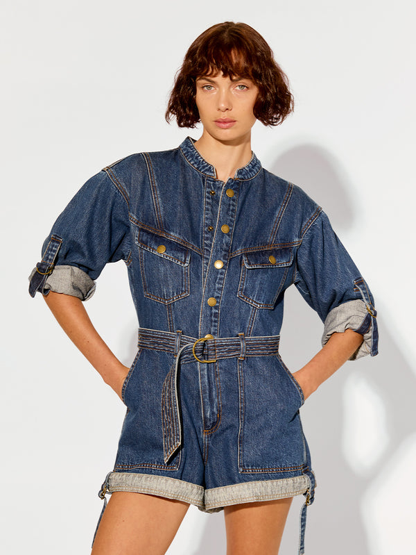 Elena Denim Playsuit Indigo - Kivari