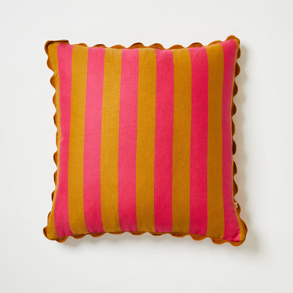 Bold Stripe Tan Pink 60cm Cushion Cover