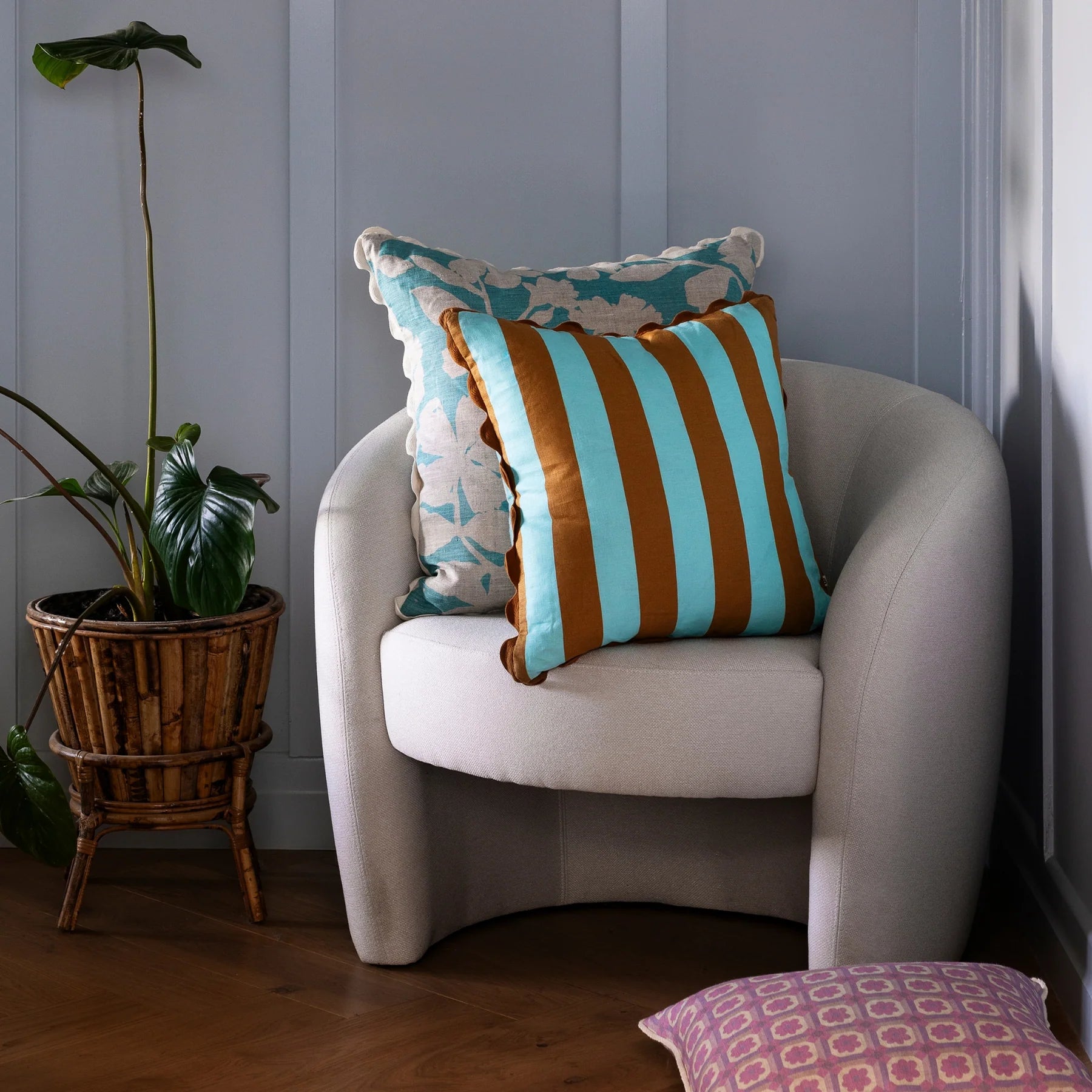 Geranium Turquoise 60cm Cushion Cover