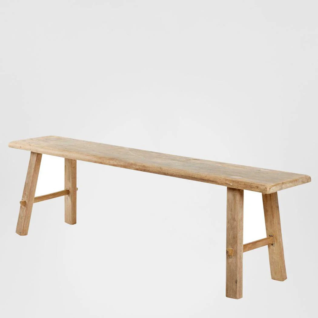 Long Recycled Timber Vintage Teak Bench