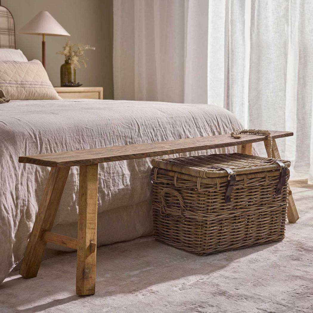 Long Recycled Timber Vintage Teak Bench