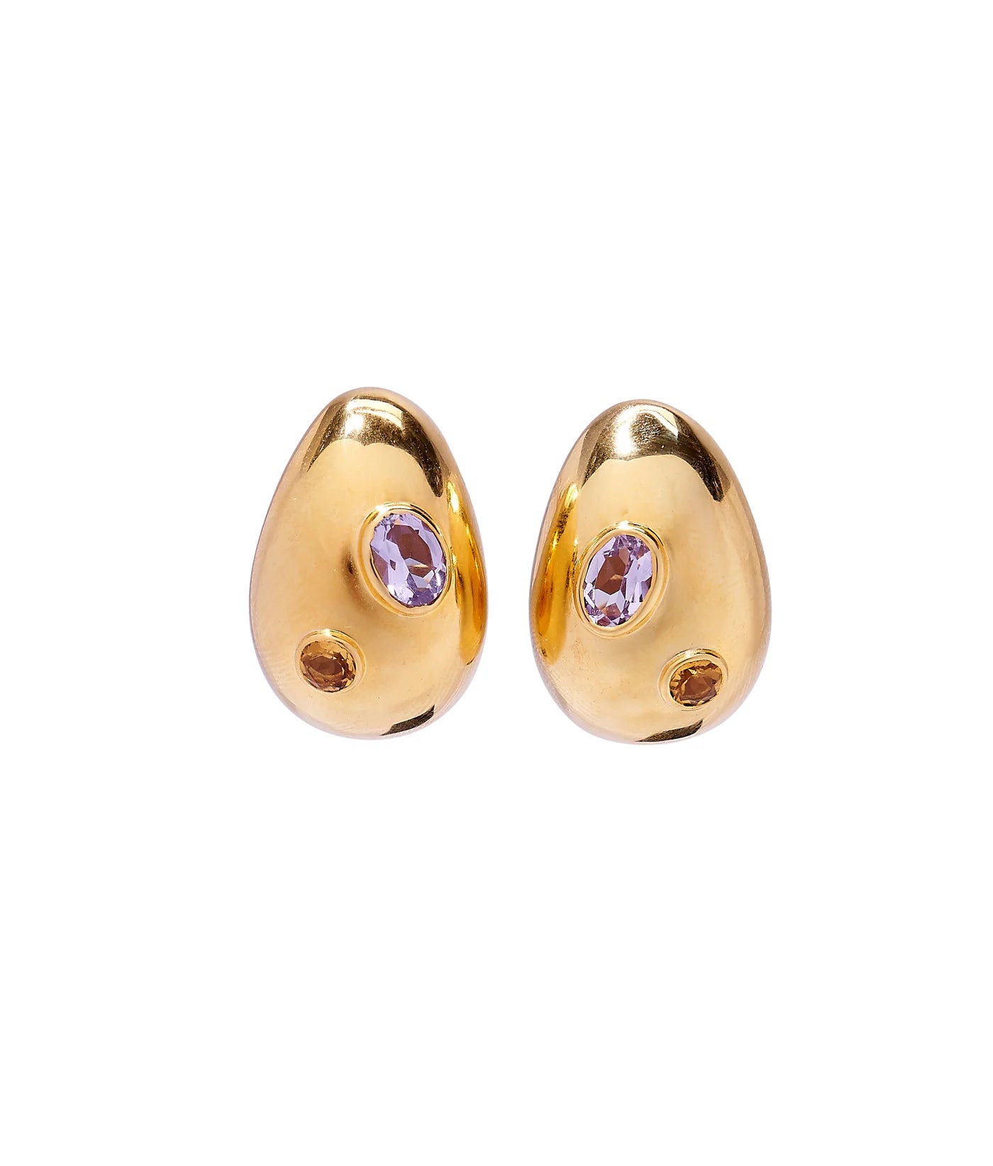 Mini Arp Earrings In Studded Gold