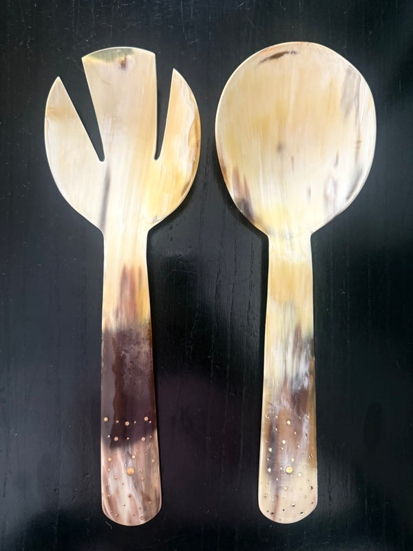 Salad Server with brass detail