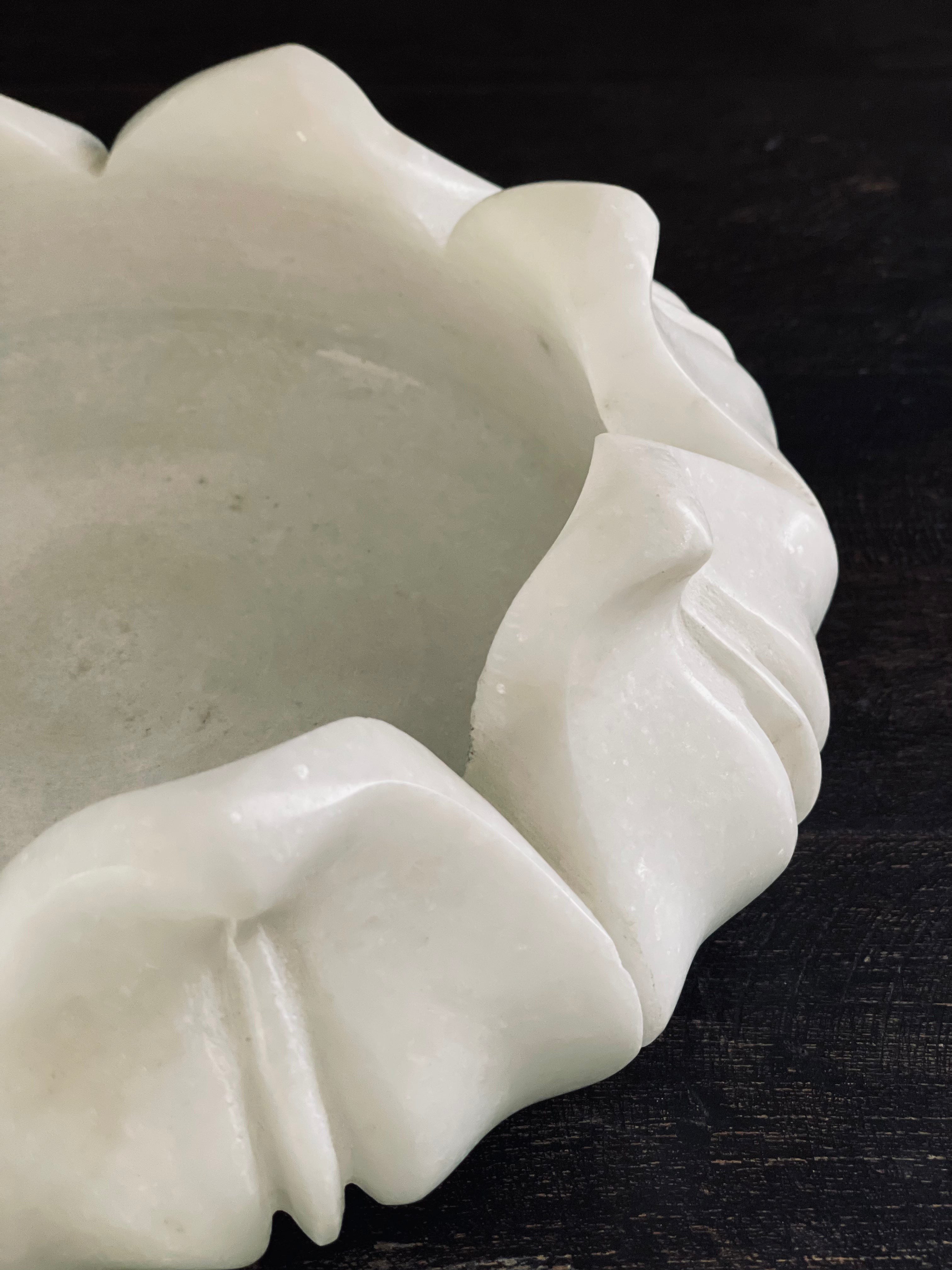 Marble Lotus Shallow Bowl