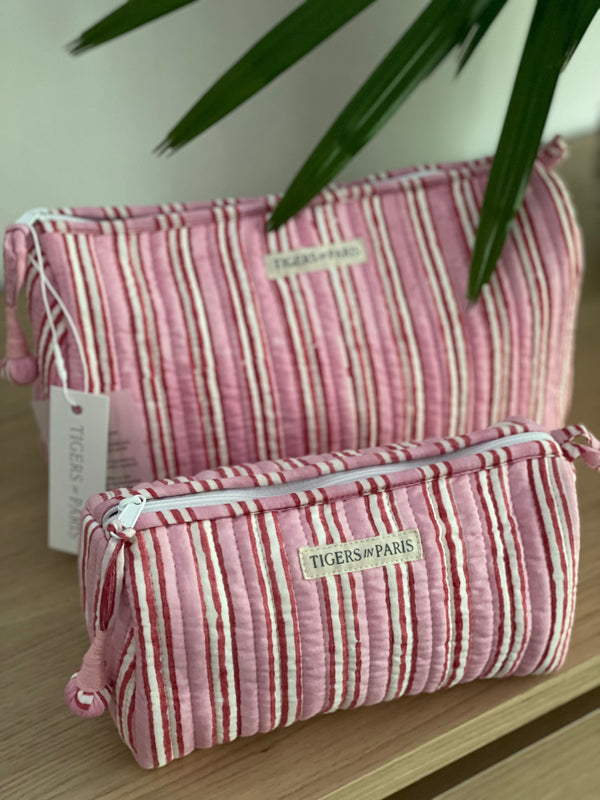 Pink Stripe Travel Bag - Set of 2