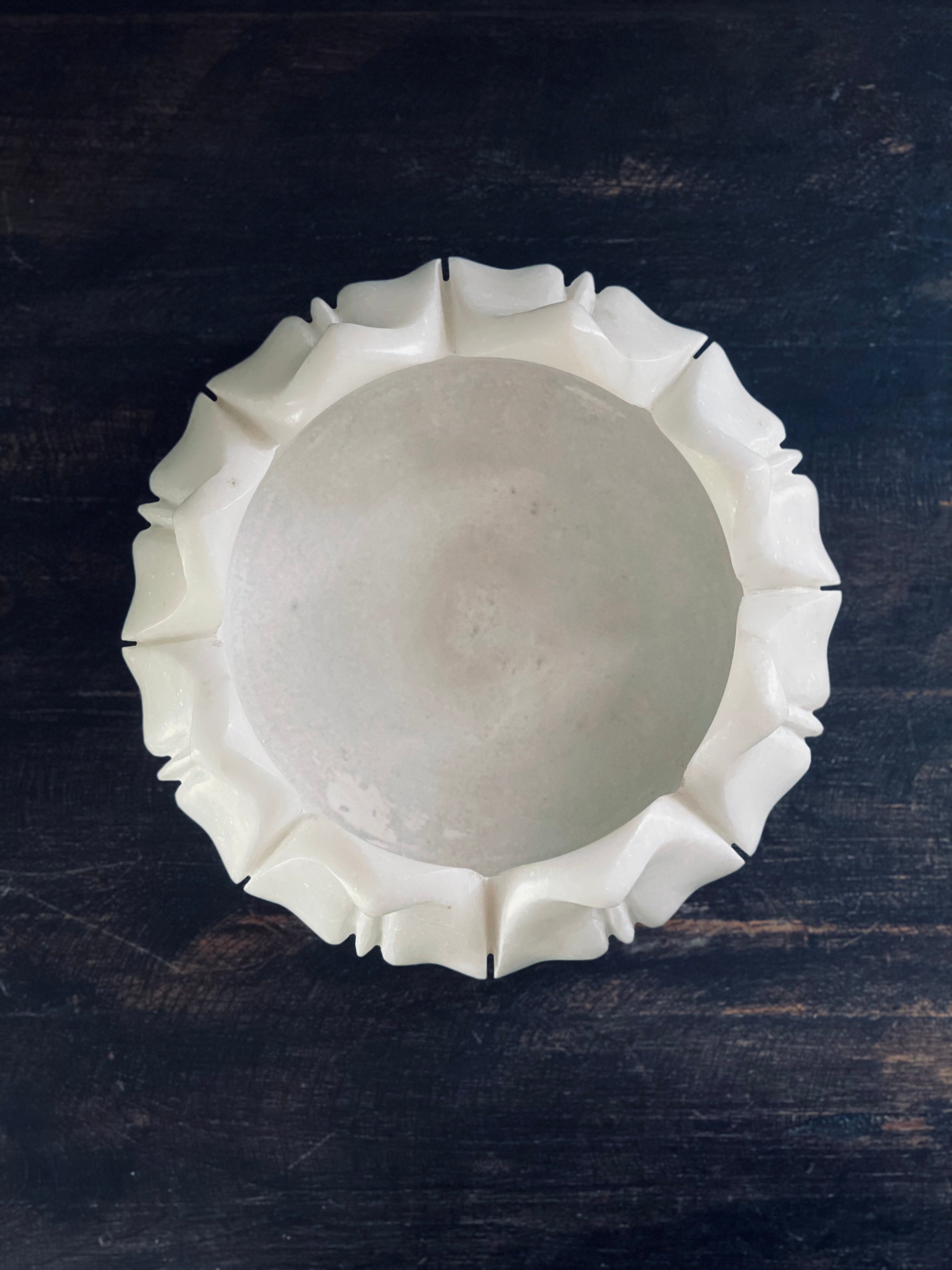Marble Lotus Shallow Bowl