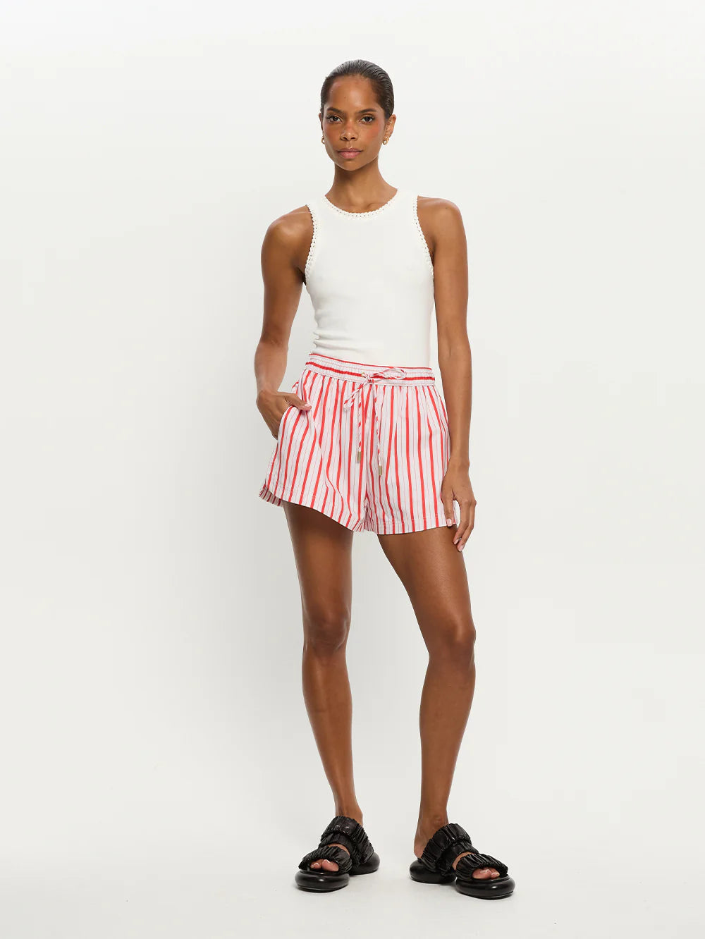 Maddie Short Red Stripe