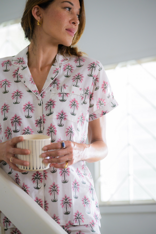 Pajamas Pink Palmyra - Tigers in Paris