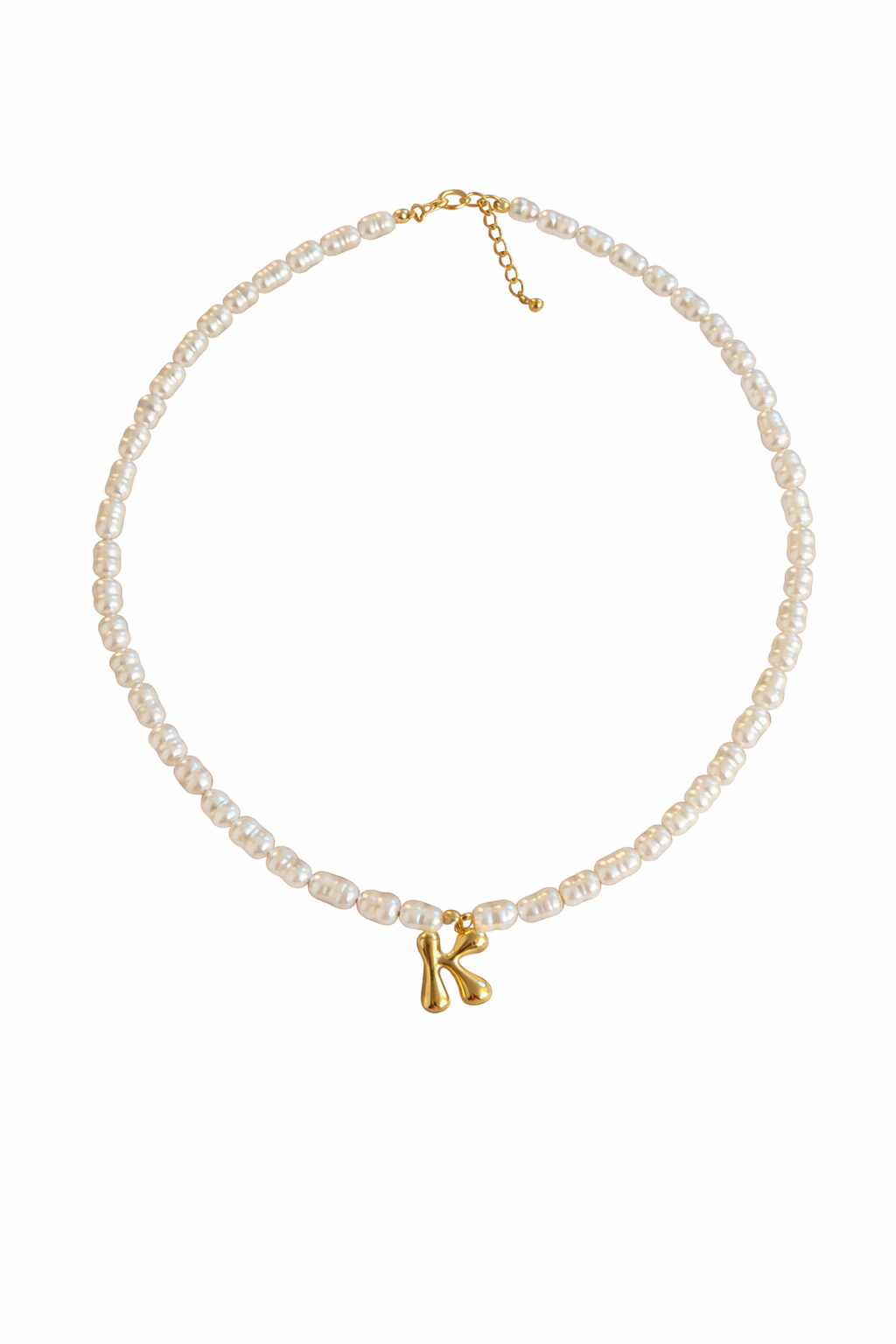 Letter pendant with a pearl necklace