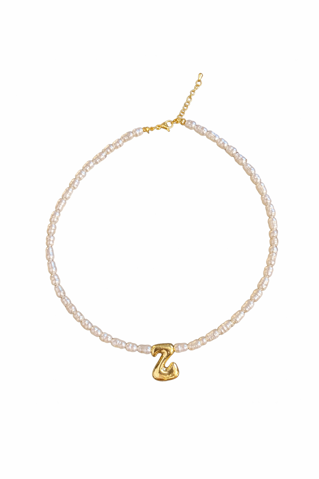 Letter pendant with a pearl necklace