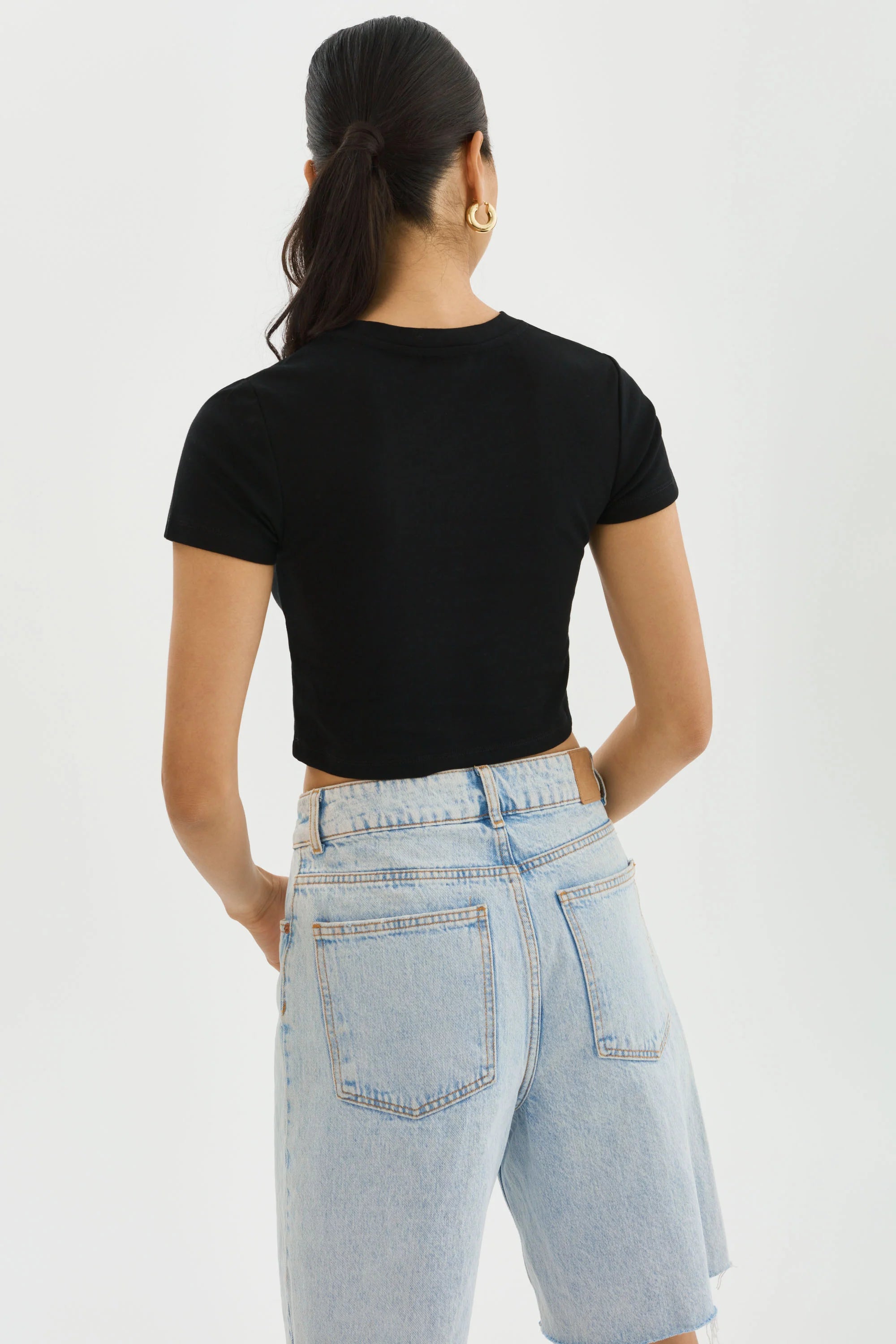 Inga Black Cropped T-Shirt - Lamarque