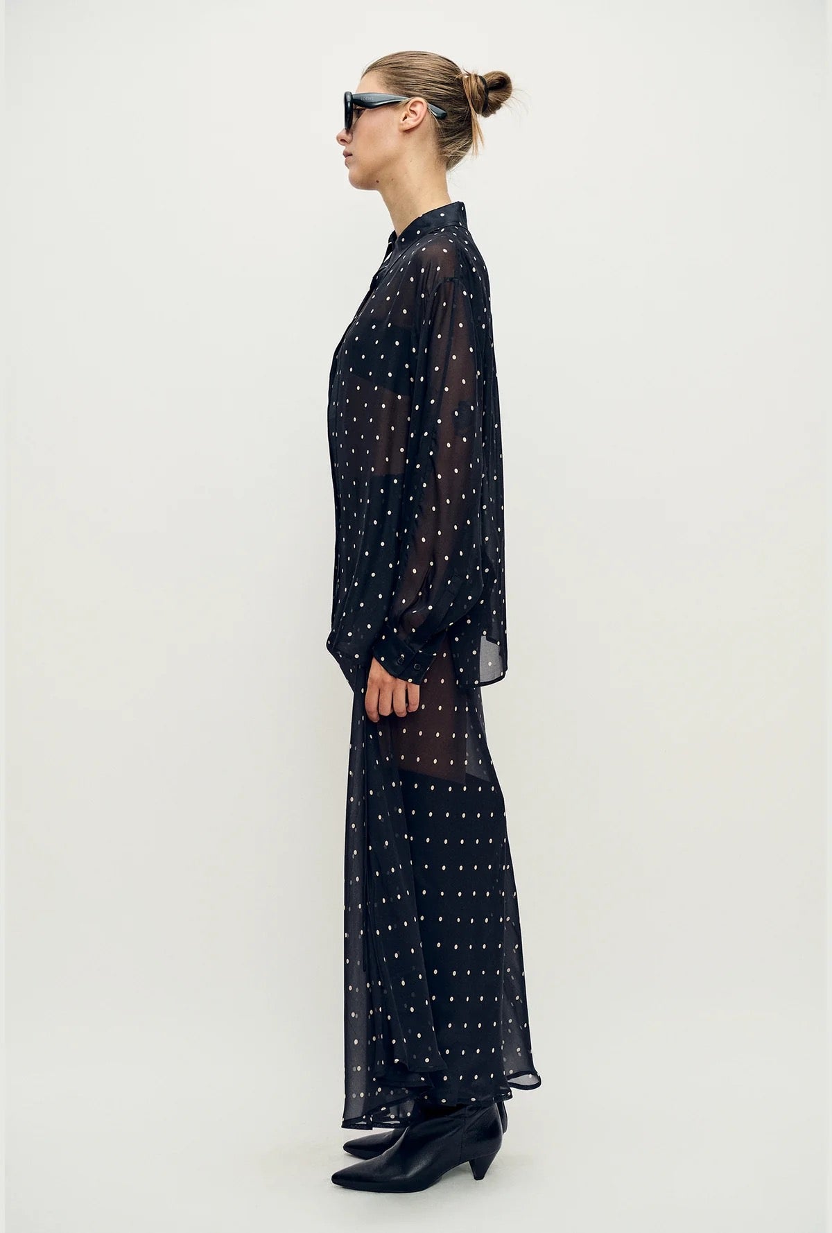 Chiffon Wrap Shirt Small Polka Dot