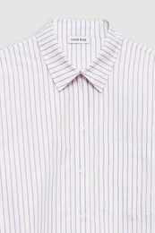 Braxton Shirt White and Bordeaux Monogram Stripe