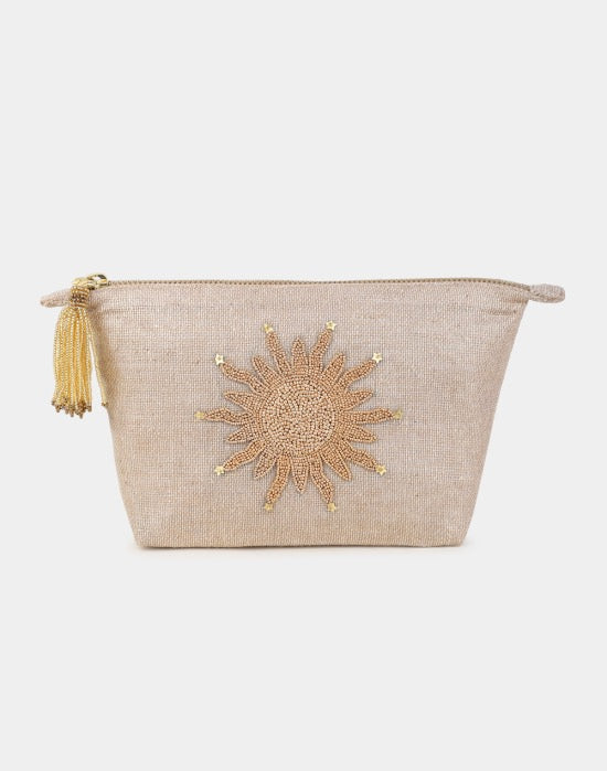 Sun Make up Bag Gold Linen