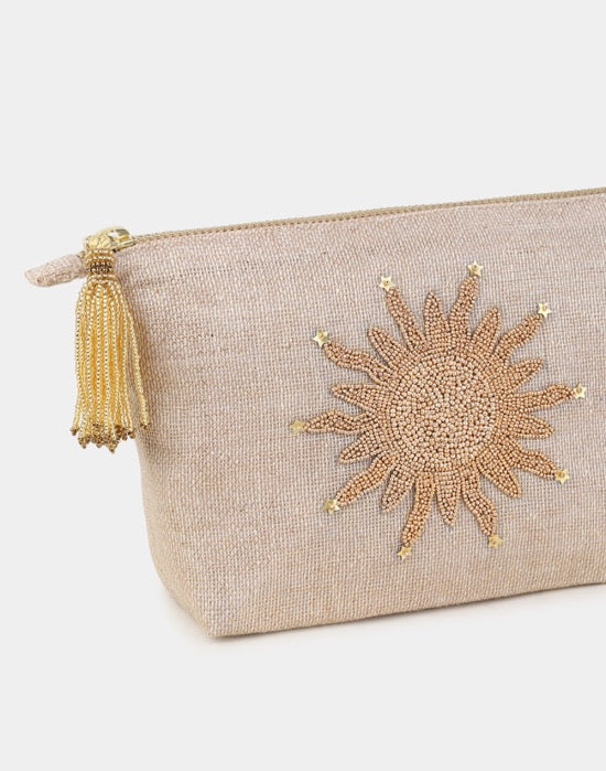 Sun Make up Bag Gold Linen