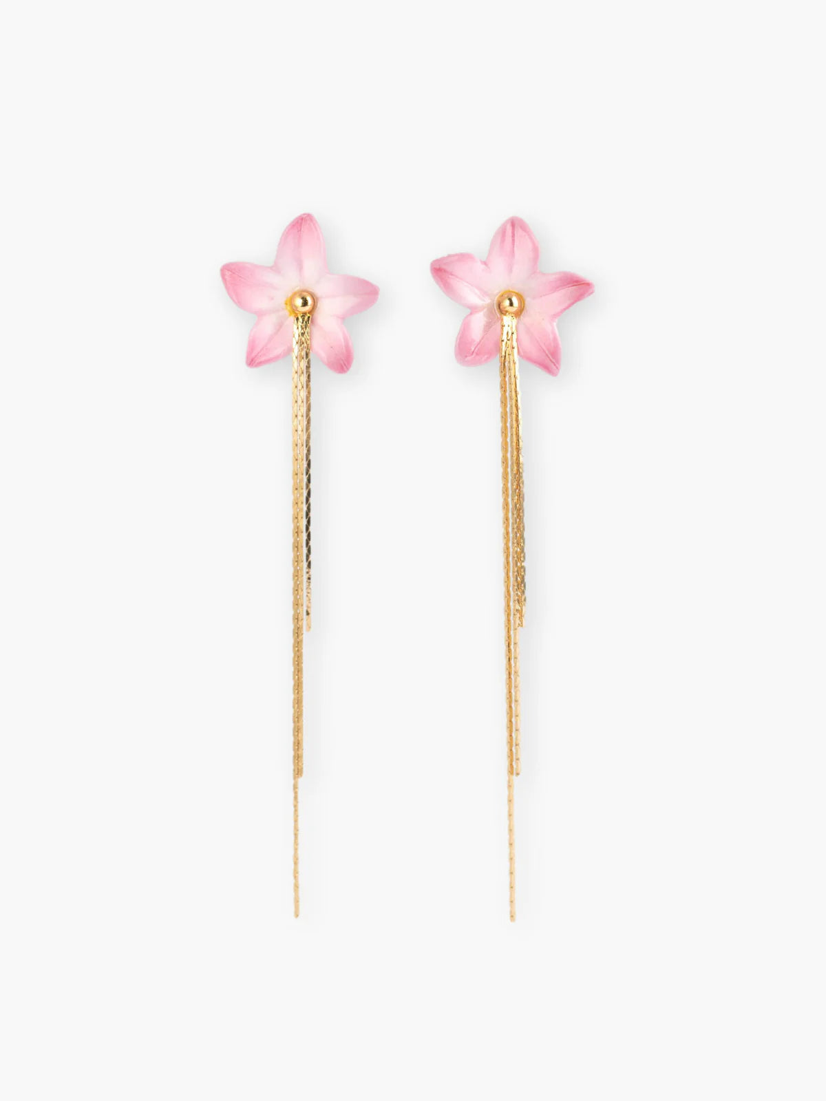 Pink Lily with Fringes Earrings