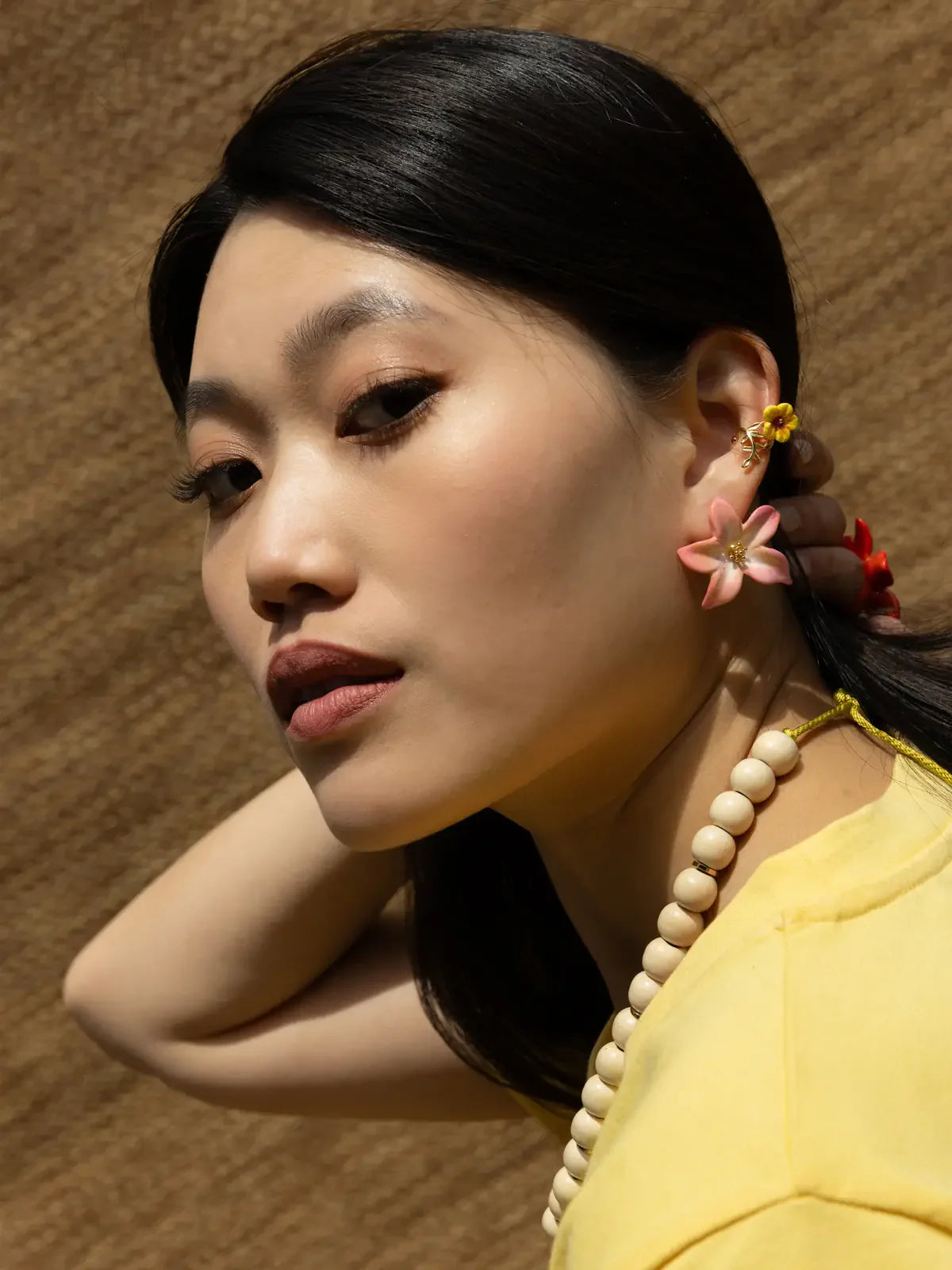 Yellow Hibiscus Ear Cuff Earring