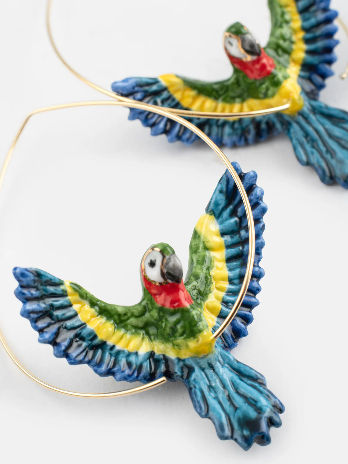 Flying green Macaw Hoop Earrings
