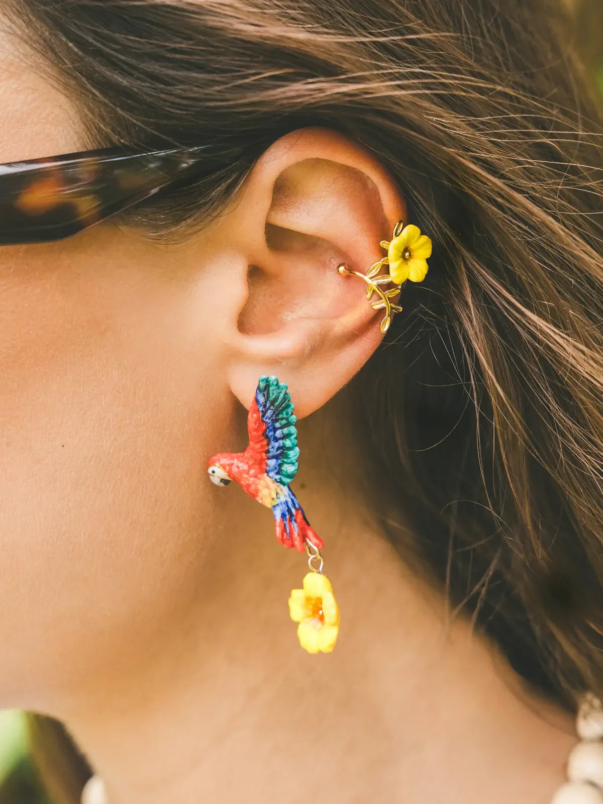 Yellow Hibiscus Ear Cuff Earring