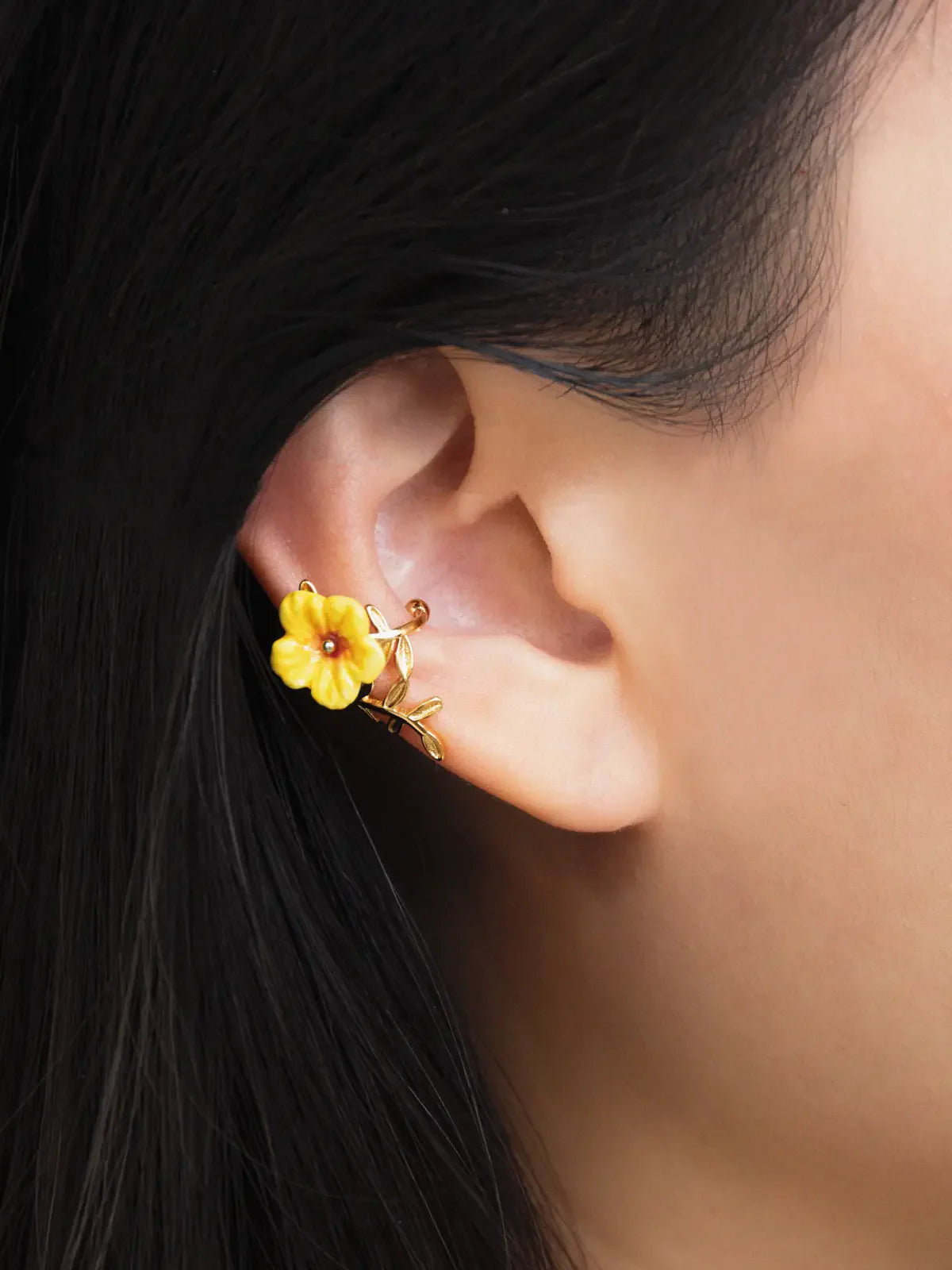 Yellow Hibiscus Ear Cuff Earring