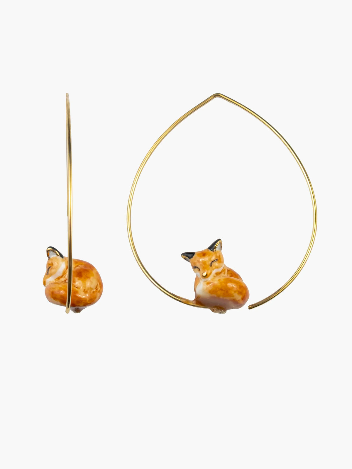 Sleeping Fox Hoop Earrings