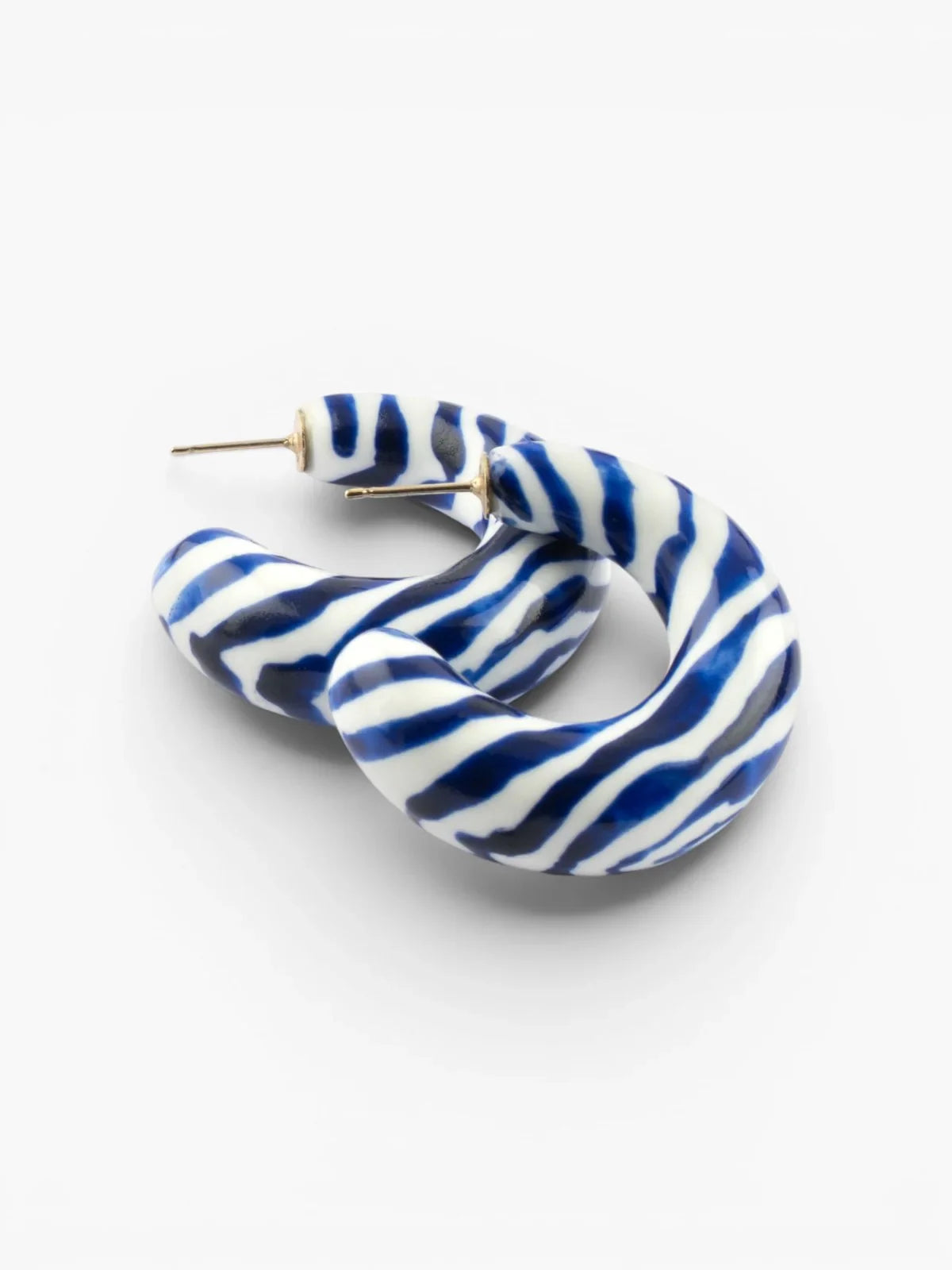 Blue Zebra Stripe Chunky Earrings