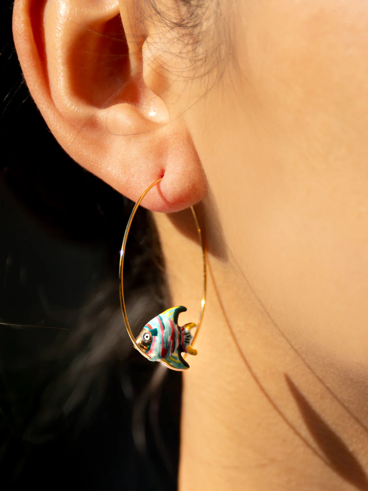 Rainbow Fish Hoop Earrings Aloha