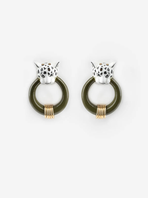 Bitting White Leopard Loop Earrings - Nach