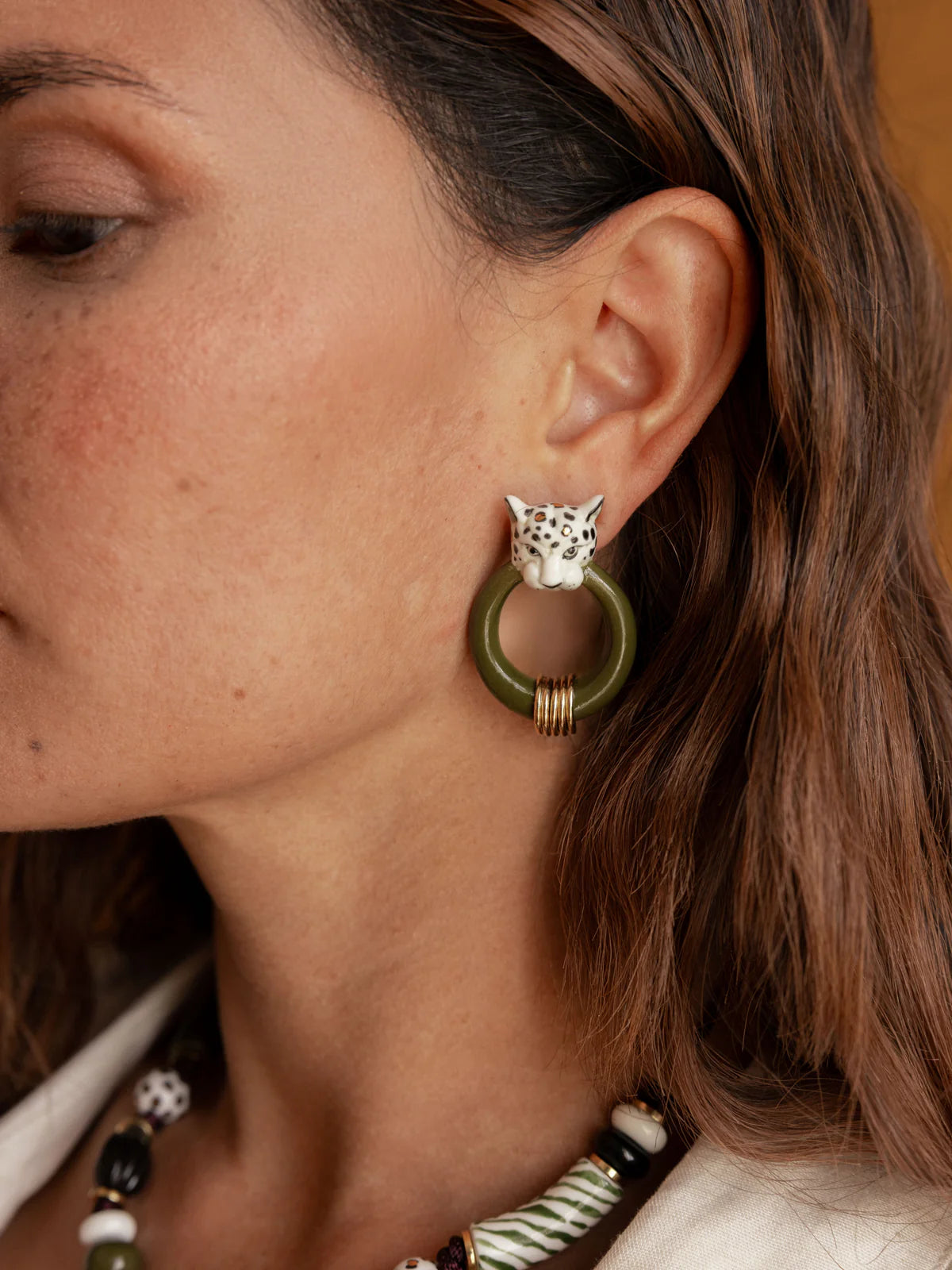 Bitting White Leopard Loop Earrings