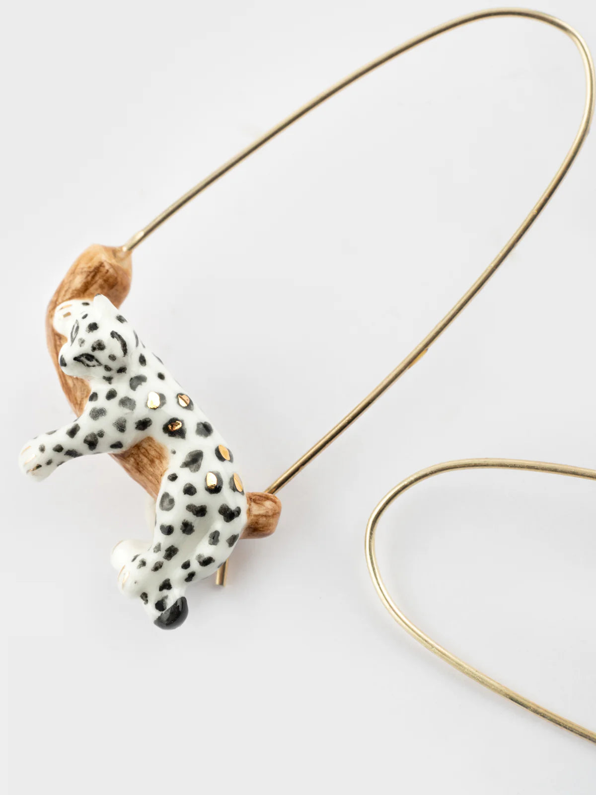 Sleeping White Leopard Hoop Earrings