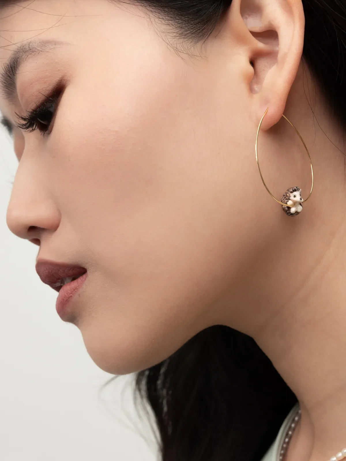 Hanging Hedgehog Hoop Earrings