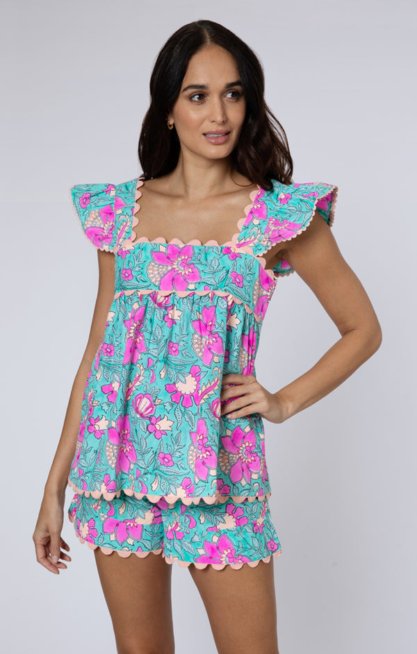 JULIET DUNN POPLIN BABY DOLL TOP