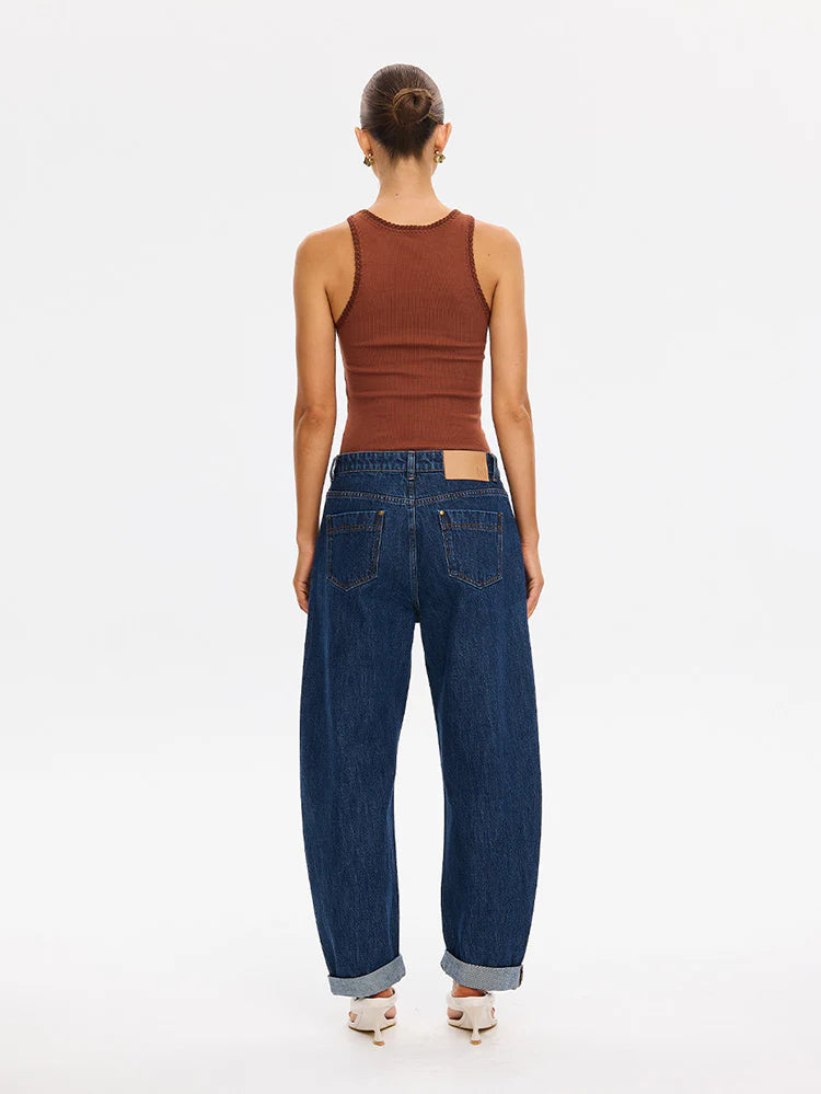 Jessica Barrel Jean Dark Stonewash