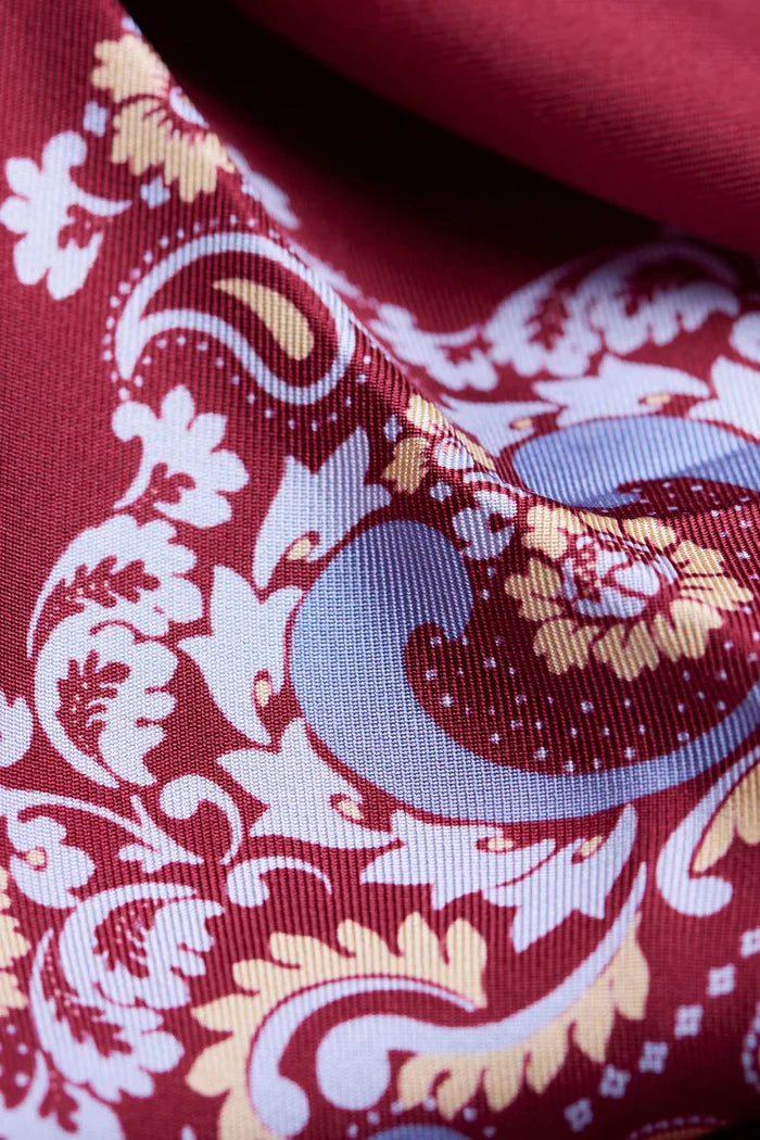 Small Scarf Bandana Flowers Burgundy Silk