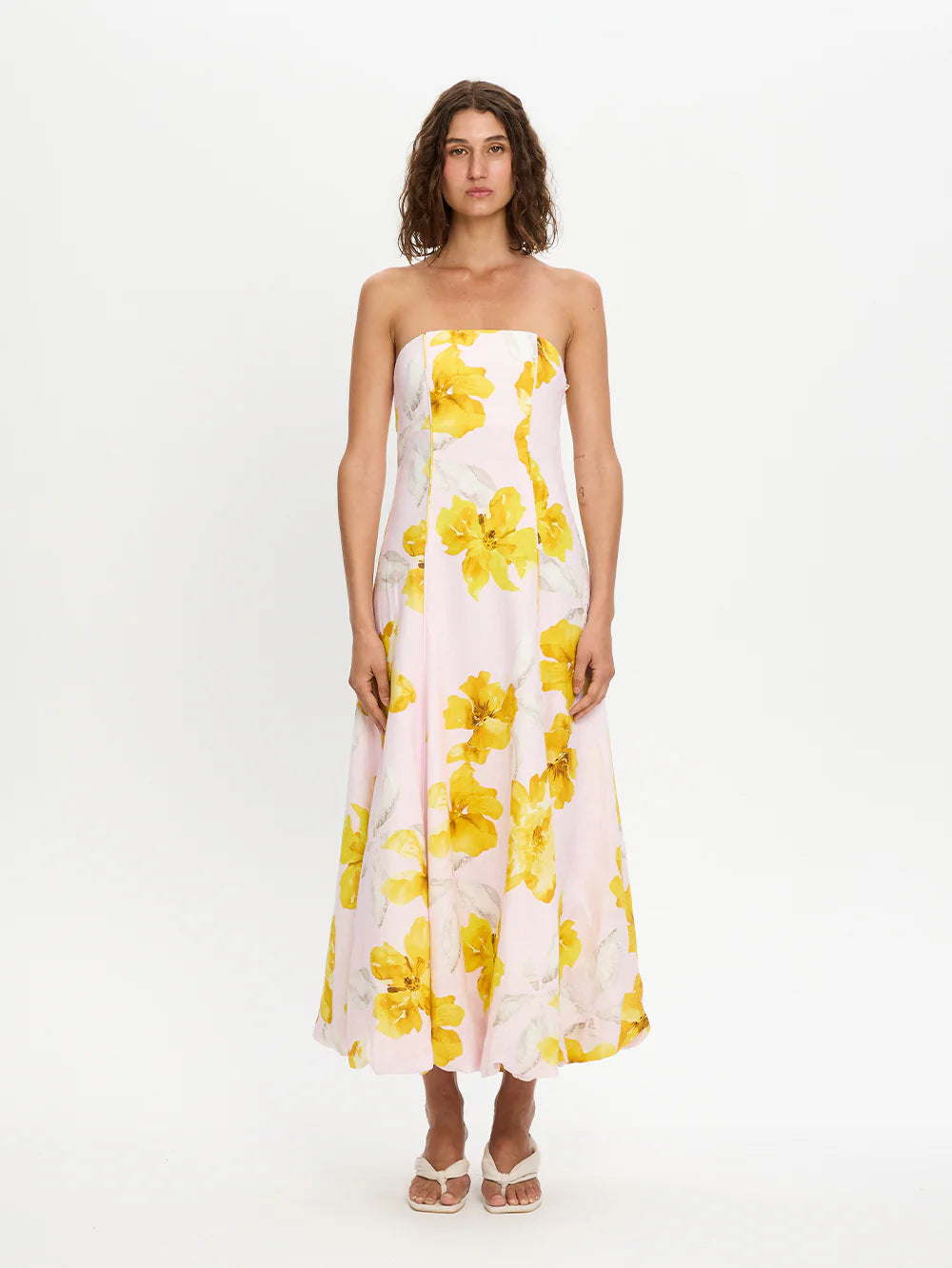 Francine Strapless Maxi Dress Pink Yellow