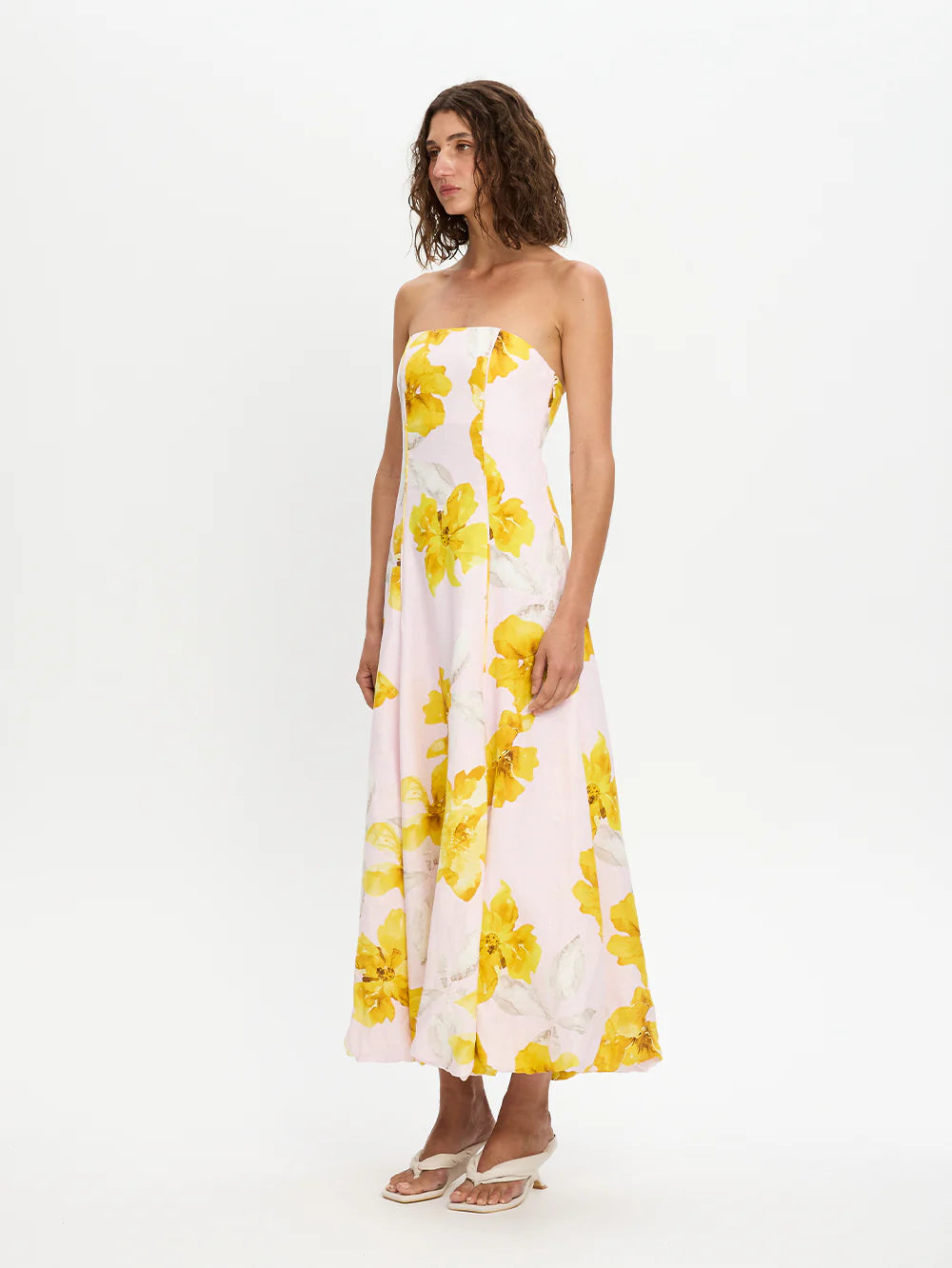 Francine Strapless Maxi Dress Pink Yellow