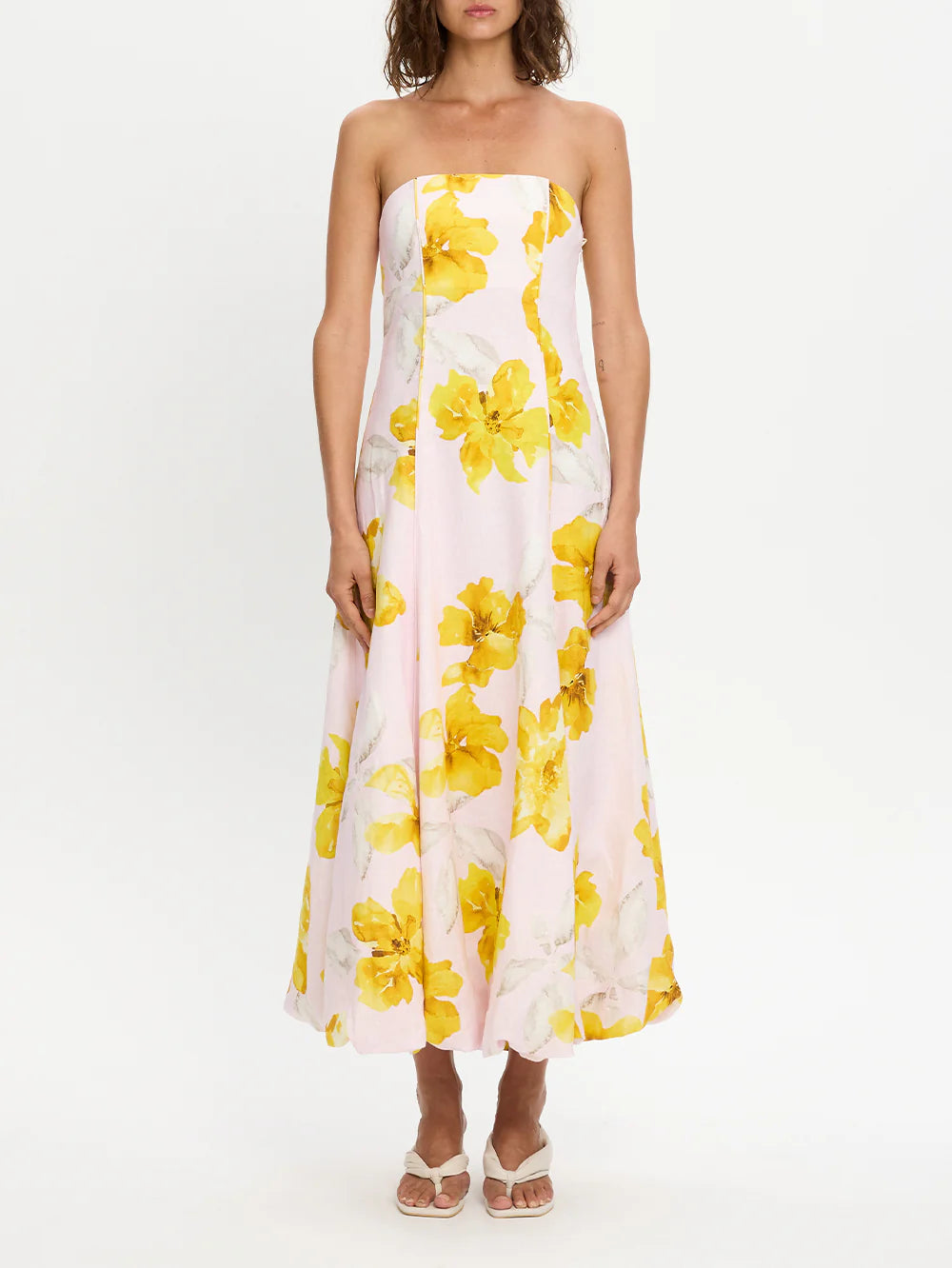 Francine Strapless Maxi Dress Pink Yellow