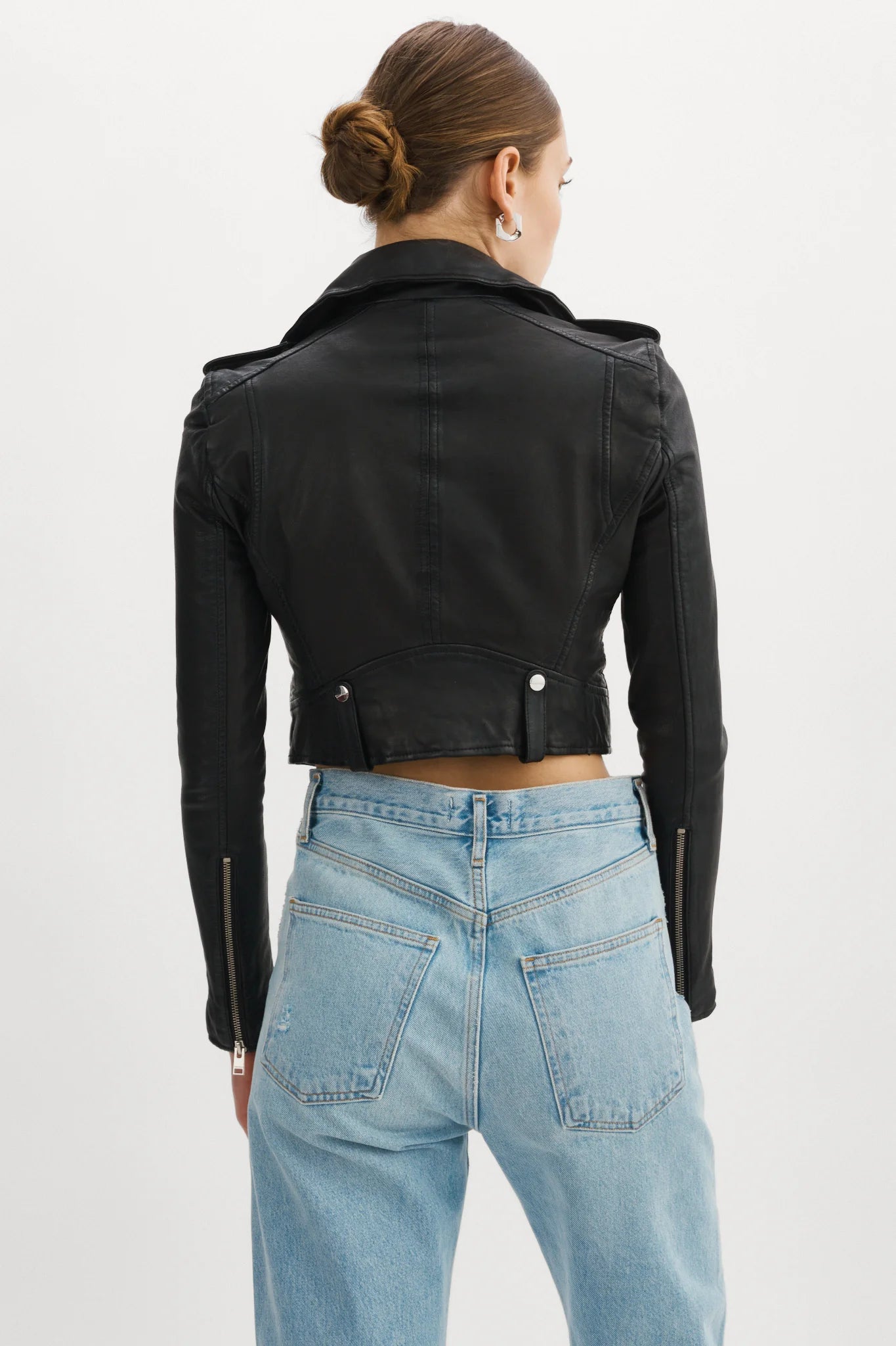 Ciara Black Leather Crop Biker Jacket - Lamarque