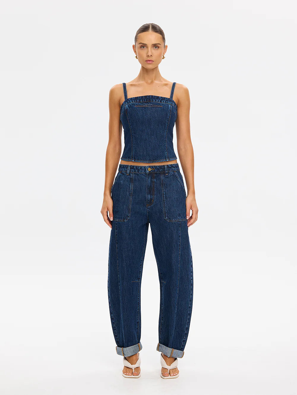 Nixie Denim Top Dark Stonewash
