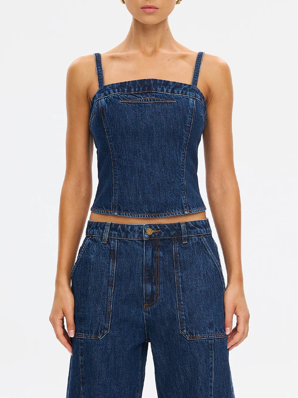 Nixie Denim Top Dark Stonewash