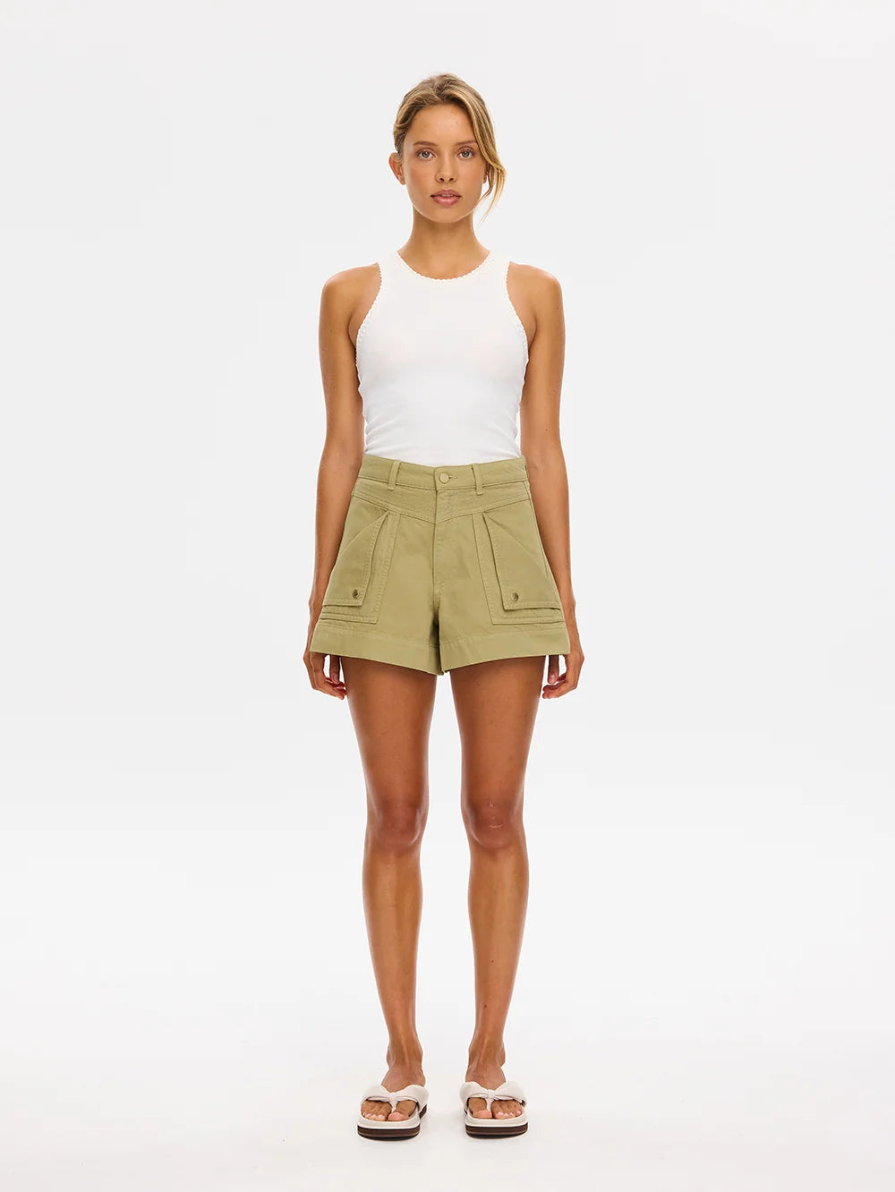 Celene Denim Short Olive