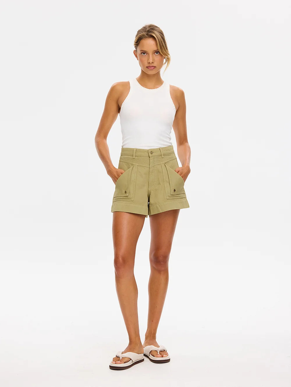 Celene Denim Short Olive