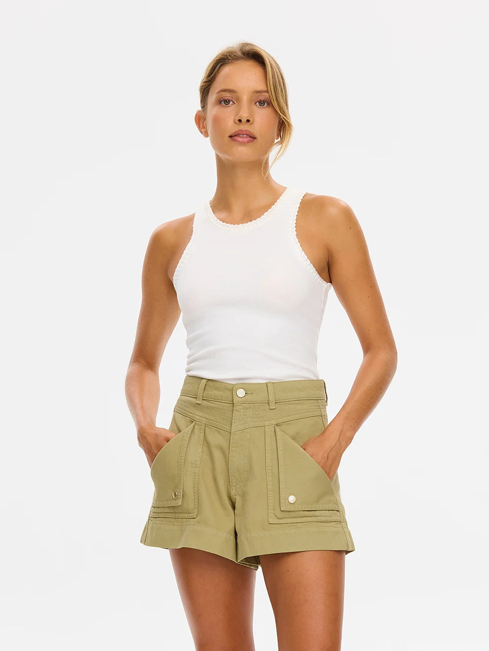 Celene Denim Short Olive