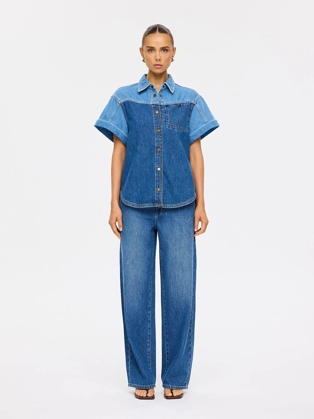 Coralie Denim Shirt Two Tone Blue