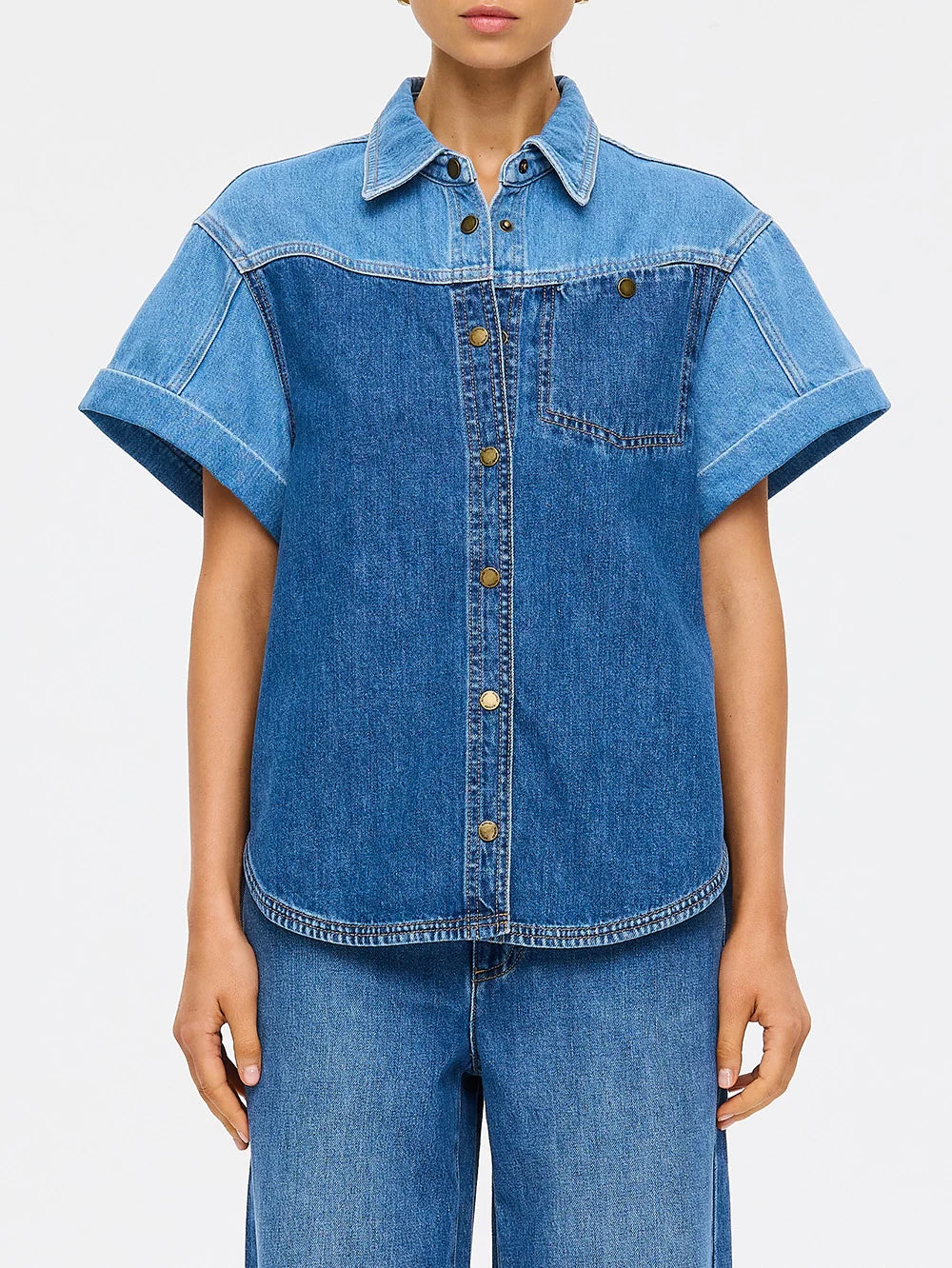 Coralie Denim Shirt Two Tone Blue