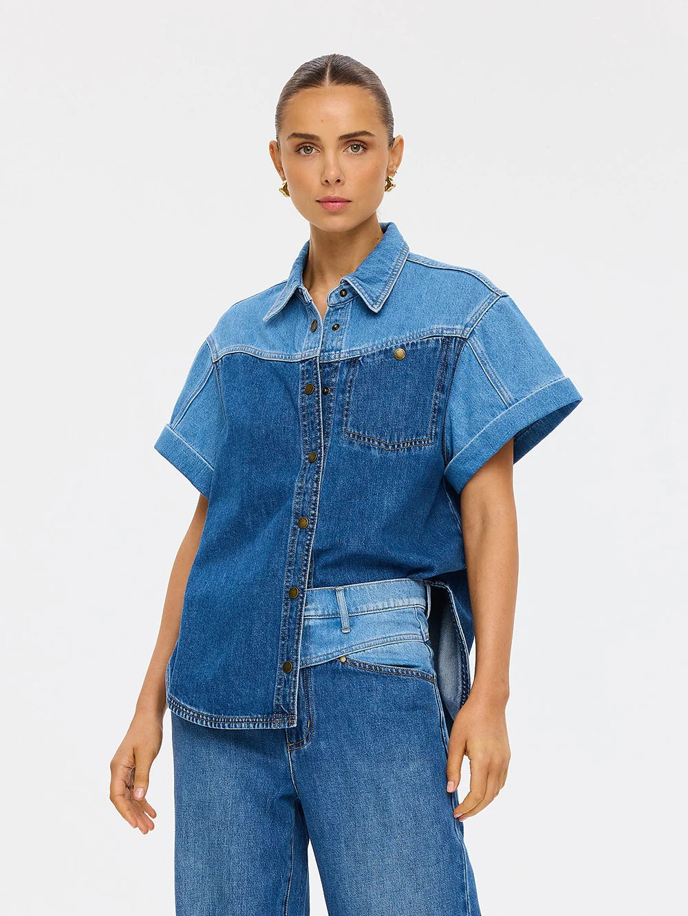 Coralie Denim Shirt Two Tone Blue