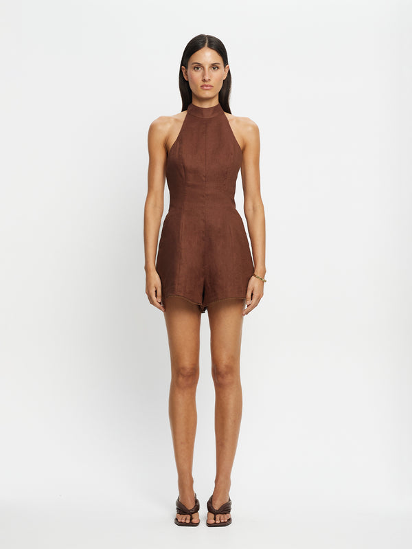 Maxine Playsuit Mocha - Kivari
