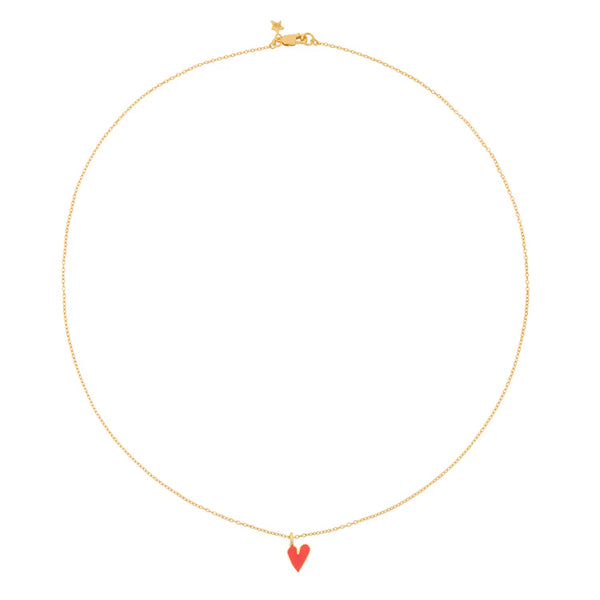 Medium Heart Necklace Gold Plated Neon Pink Enamel - Betty Bogaers