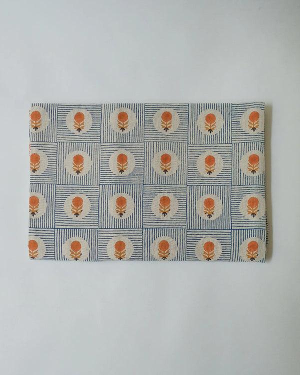 Namita - Hand Block-printed Cotton Table Cloth (Ink Blue)